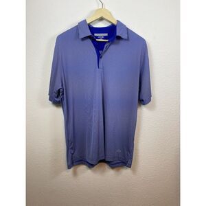Greg Norman Men's Large Play Dry Short Sleeve‎ Golf Polo Blue and White Stripes